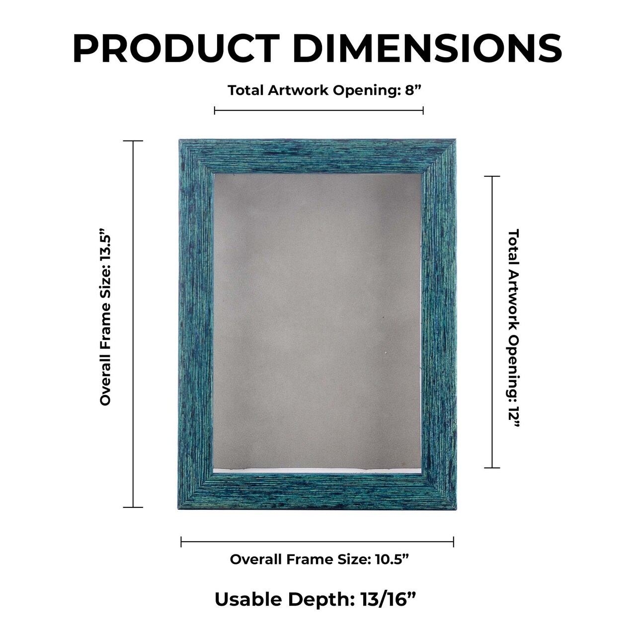 Rustic Blue Wood Shadow Box Frame with Acrylic Front - Light Brown Suede Backing, 30 Sizes